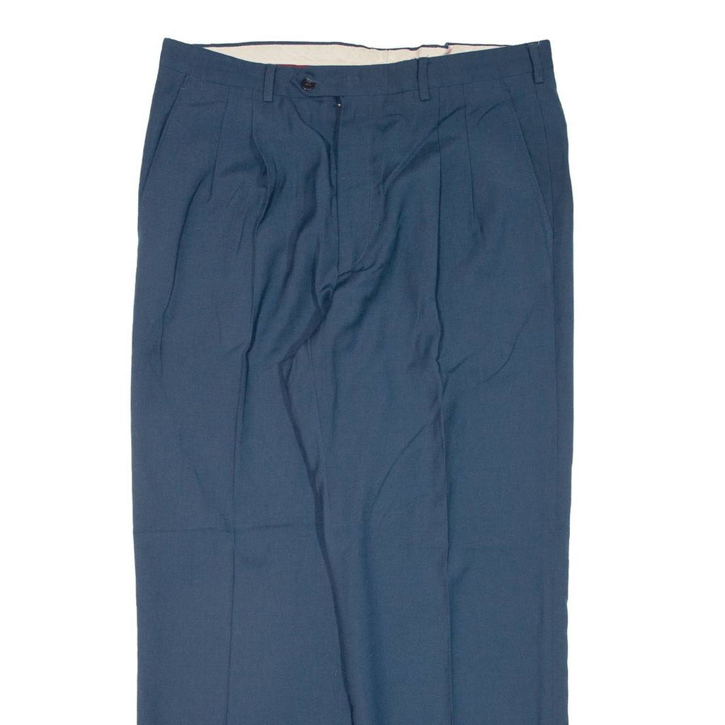 SUPERFRESCO Pleated Mens Trousers Blue Regular Straight W35 L27