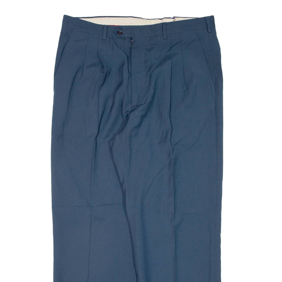 SUPERFRESCO Pleated Mens Trousers Blue Regular Straight W35 L27
