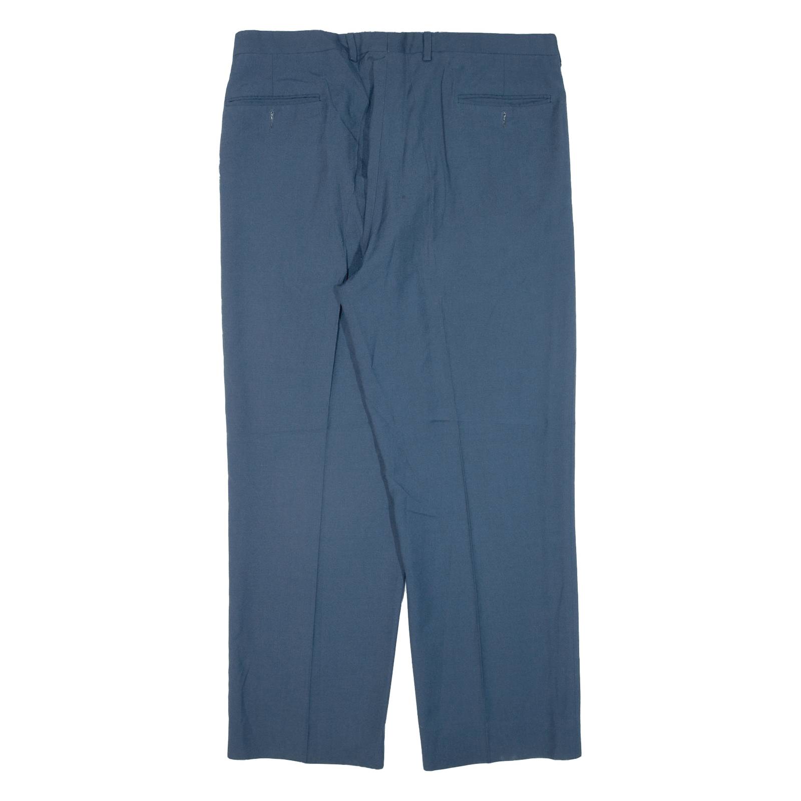 SUPERFRESCO Pleated Mens Trousers Blue Regular Straight W35 L27