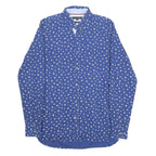 TOMMY HILFIGER Mens Blue Printed Cotton Shirt M Casual Long Sleeve Button Collar
