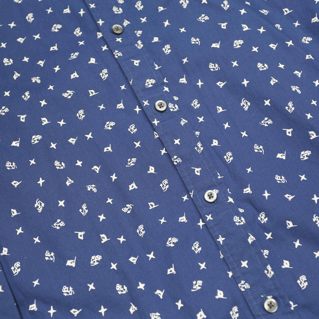 TOMMY HILFIGER Mens Blue Printed Cotton Shirt M Casual Long Sleeve Button Collar