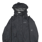 JACK WOLFSKIN Womens Black Outdoor Jacket M Nylon Plain Hooded Zip Weatherproof
