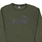PUMA Mens Green Crew Neck M Cotton Blend Sweatshirt Pullover Logo