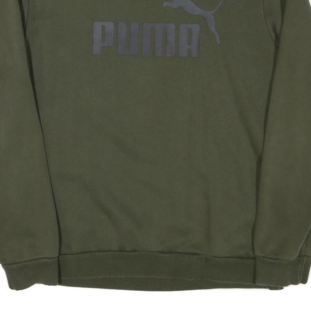 PUMA Mens Green Crew Neck M Cotton Blend Sweatshirt Pullover Logo