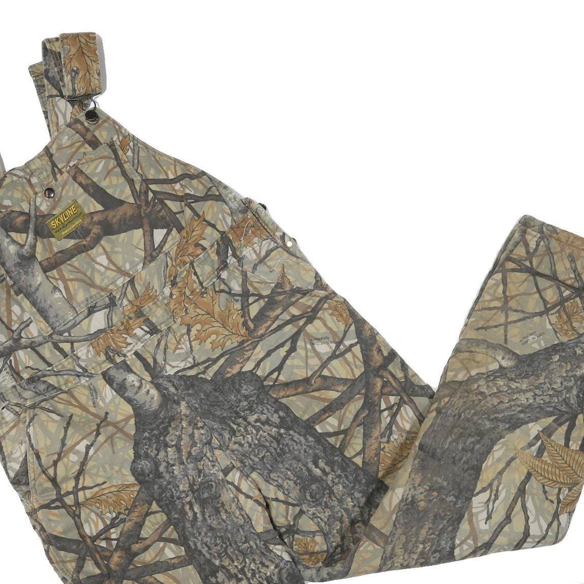 SKYLINE Mens Beige & Brown Camo Cotton Blend Dungarees L W38 L29 Outdoor Work