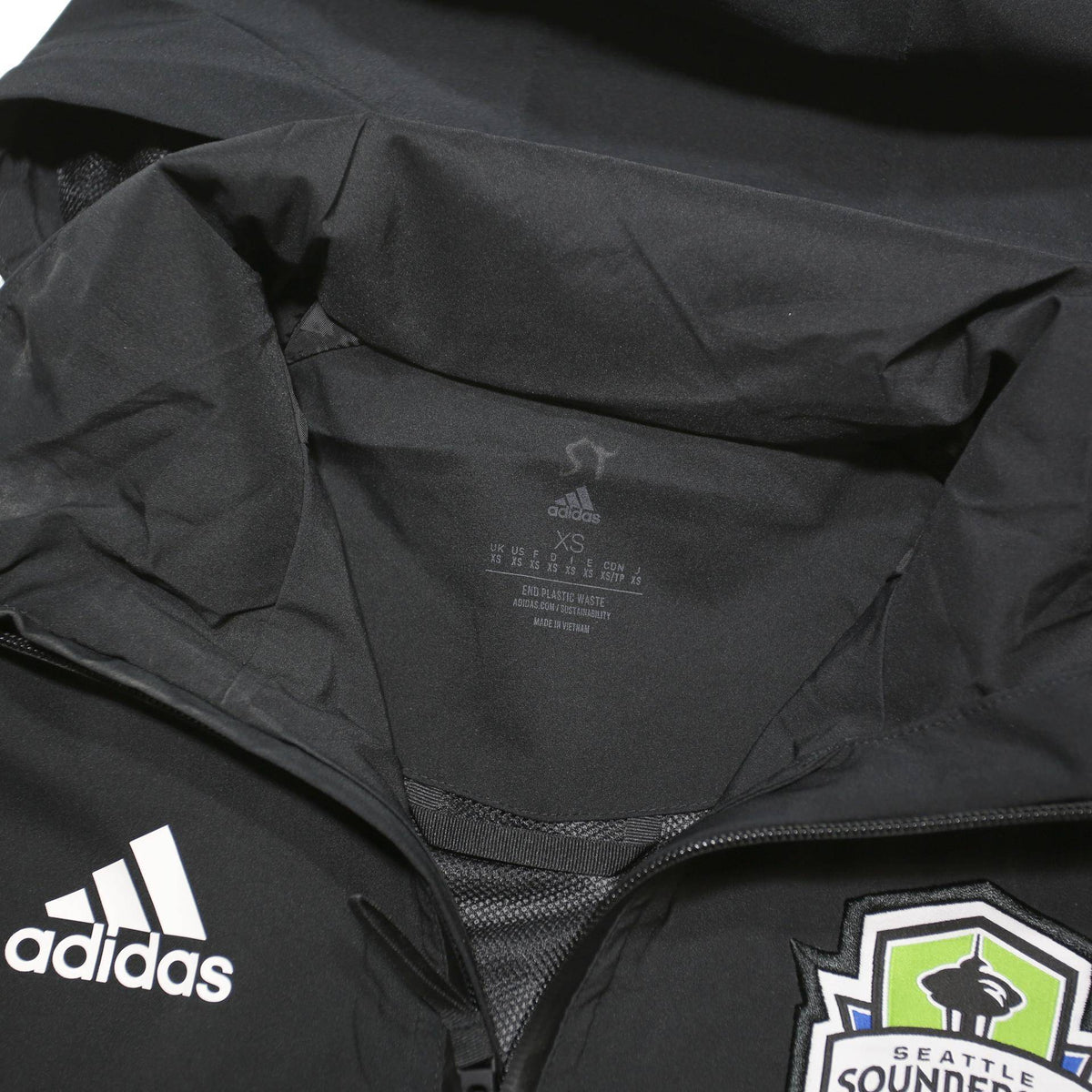 ADIDAS Mens Black & White Seattle Sounders FC Track Jacket XS Polyester Blend
