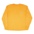 CARHARTT Mens Orange Pocket T-Shirt L Long Sleeve Crew Neck Polyester Blend