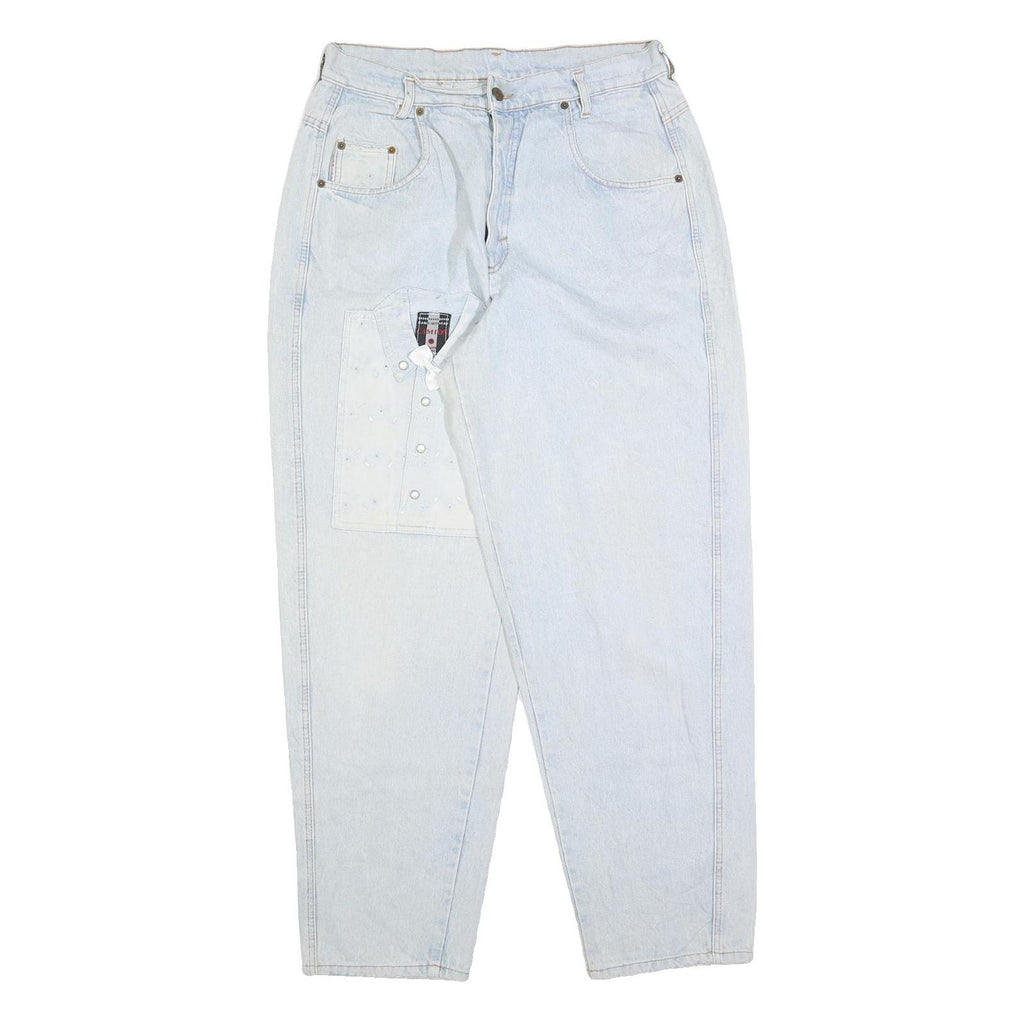 CAMION Womens Regular Fit Light Blue Denim Jeans W30 L32 Patch Detail Zip