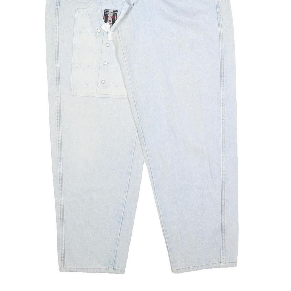 CAMION Womens Regular Fit Light Blue Denim Jeans W30 L32 Patch Detail Zip