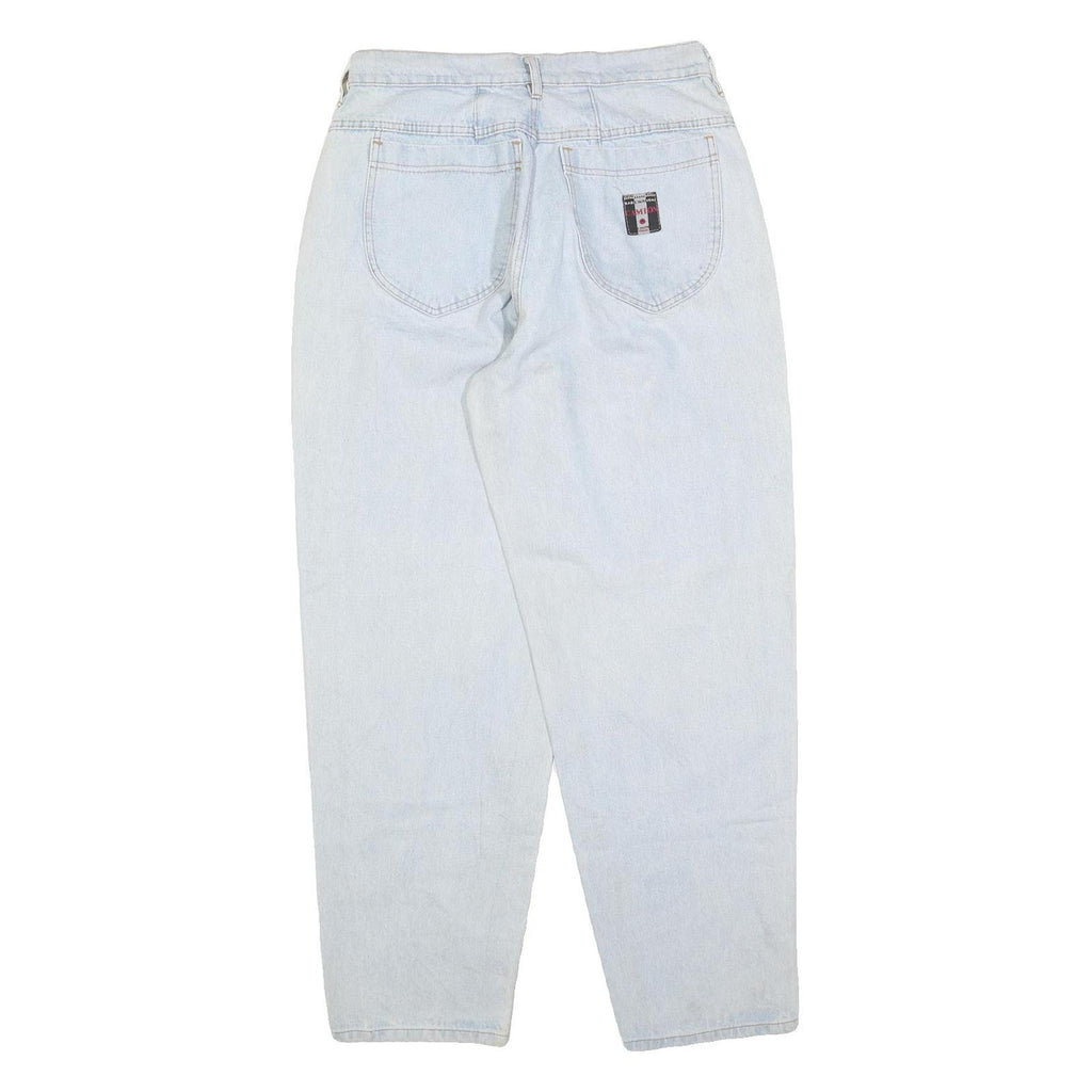 CAMION Womens Regular Fit Light Blue Denim Jeans W30 L32 Patch Detail Zip