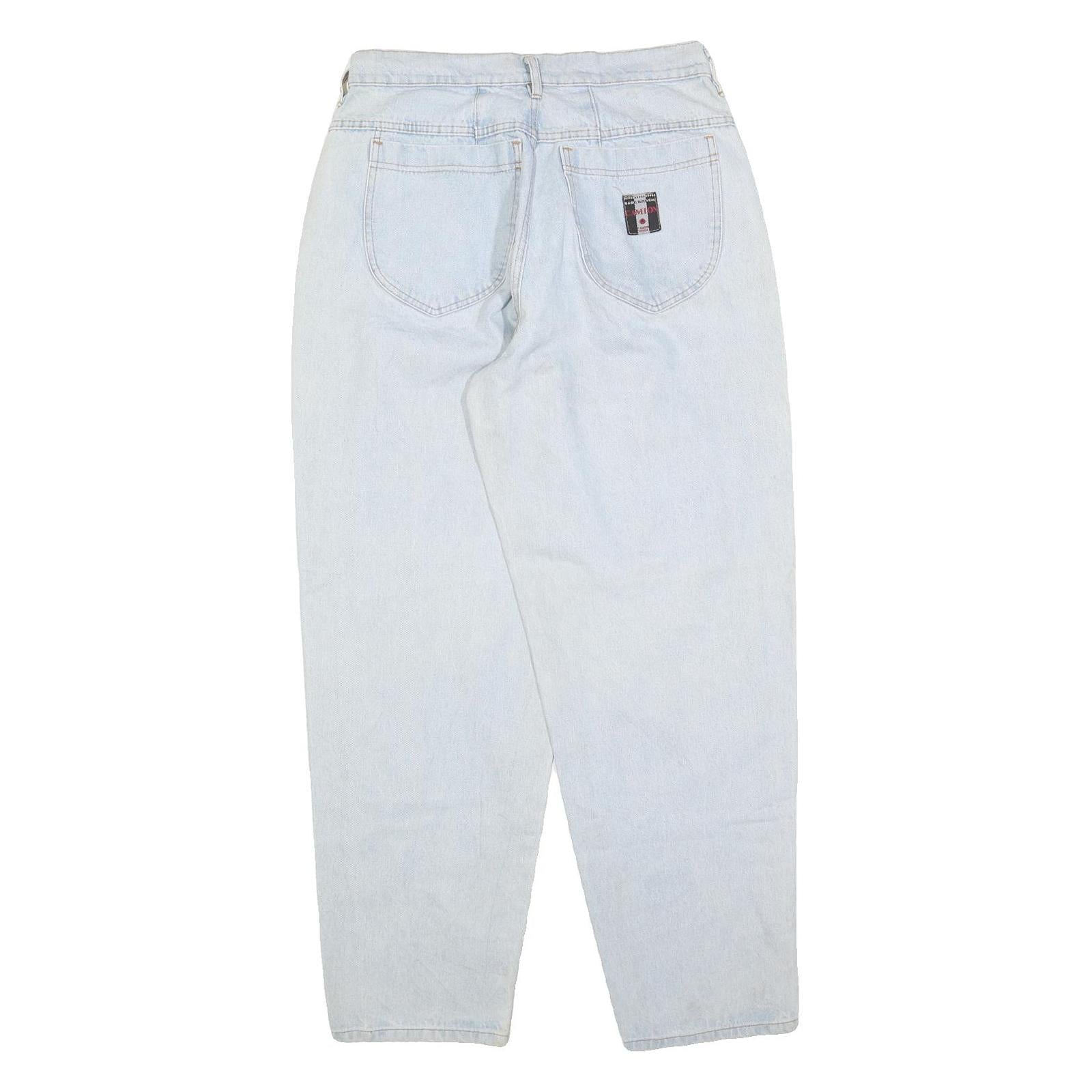 CAMION Womens Regular Fit Light Blue Denim Jeans W30 L32 Patch Detail Zip