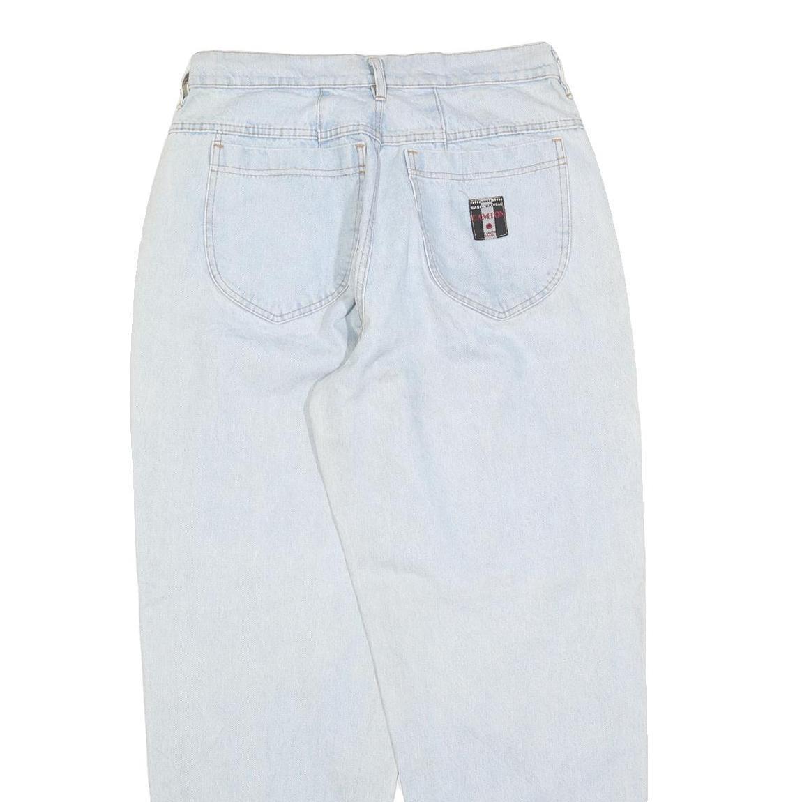 CAMION Womens Regular Fit Light Blue Denim Jeans W30 L32 Patch Detail Zip