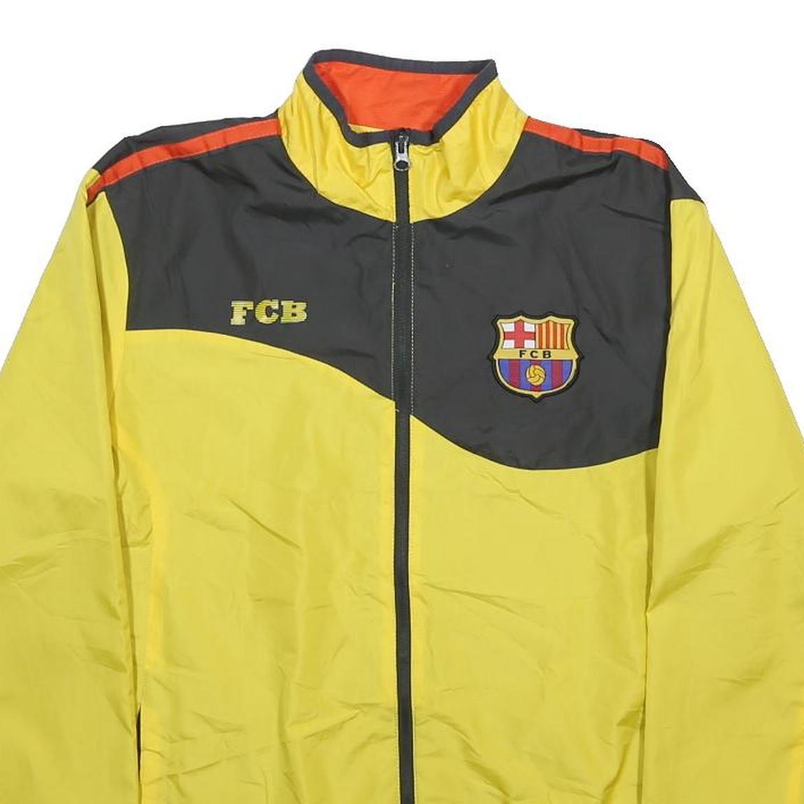 FCB Mens Yellow & Black Lightweight Polyester Zip Jacket S Sportswear Fanwear