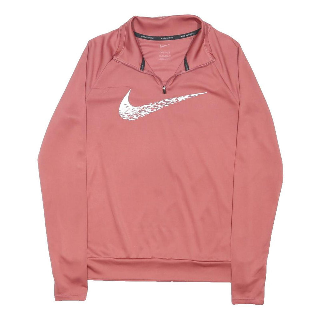 NIKE RUNNING Womens Red 1/4 Zip XS Polyester Blend Running Sweatshirt Activewear