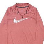 NIKE RUNNING Womens Red 1/4 Zip XS Polyester Blend Running Sweatshirt Activewear