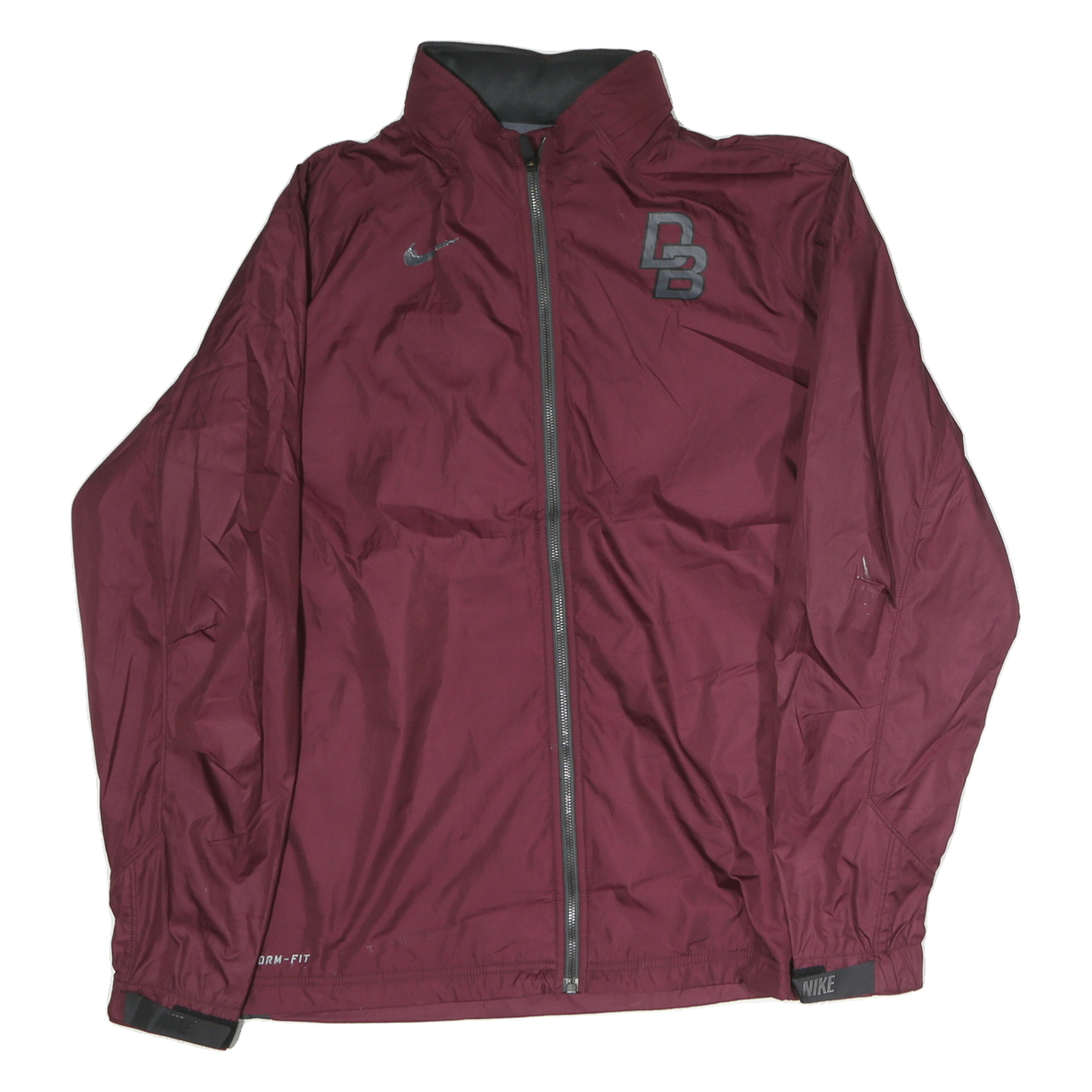 NIKE Mens Maroon Bomber Jacket L Polyester Plain Lightweight Sports Zip