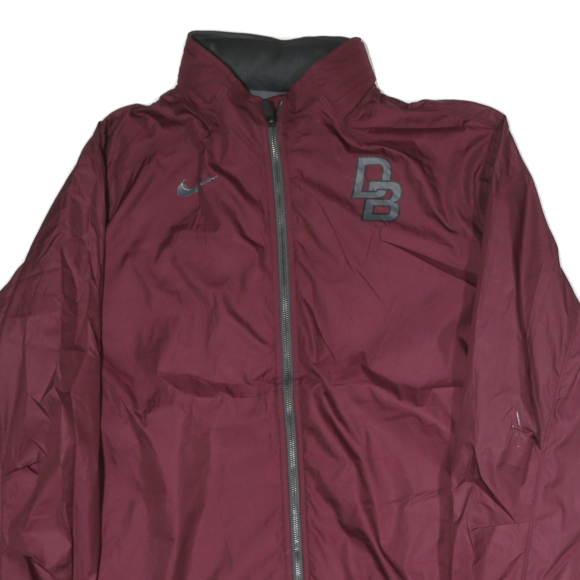 NIKE Mens Maroon Bomber Jacket L Polyester Plain Lightweight Sports Zip