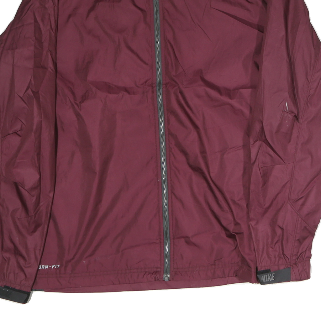 NIKE Mens Maroon Bomber Jacket L Polyester Plain Lightweight Sports Zip
