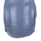 Womens Blue Denim Shirt S Casual Button-Down Long Sleeve Cotton Blend