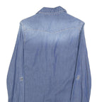 Womens Blue Denim Shirt S Casual Button-Down Long Sleeve Cotton Blend