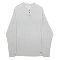 LEVI'S Mens Grey Henley T-Shirt M Long Sleeve Crew Neck Cotton Blend