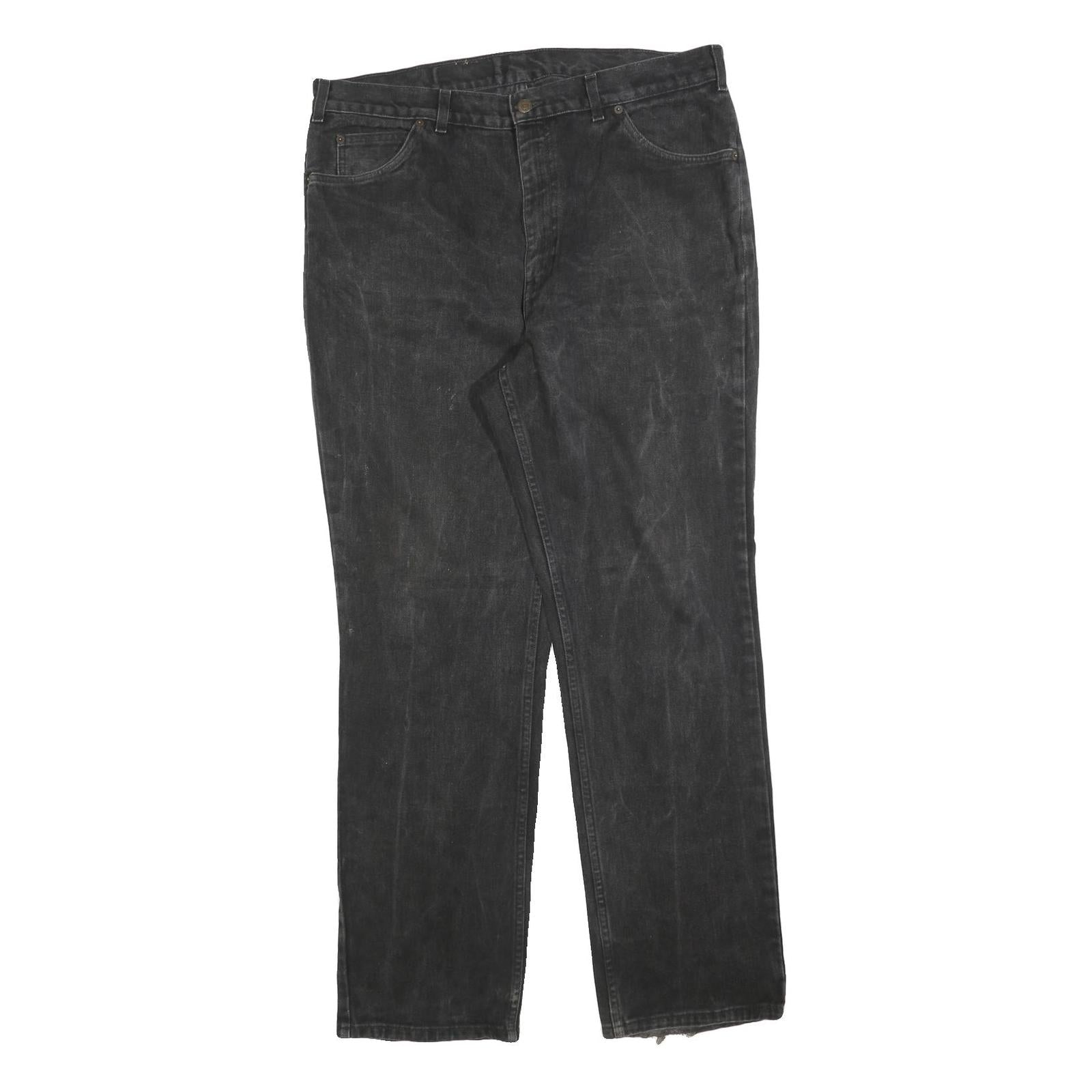 LEVI'S Mens Black Regular Fit Straight Denim Jeans W38 L32 Classic Zip Closure