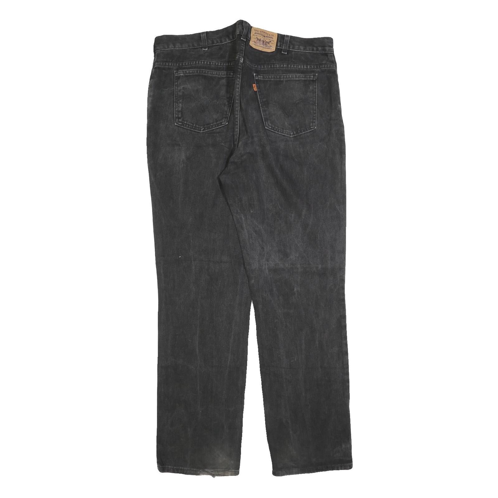 LEVI'S Mens Black Regular Fit Straight Denim Jeans W38 L32 Classic Zip Closure