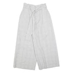 Womens Grey Check Relaxed Wide-Leg Trousers W24 L23 Belted Zip Closure Casual