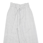 Womens Grey Check Relaxed Wide-Leg Trousers W24 L23 Belted Zip Closure Casual
