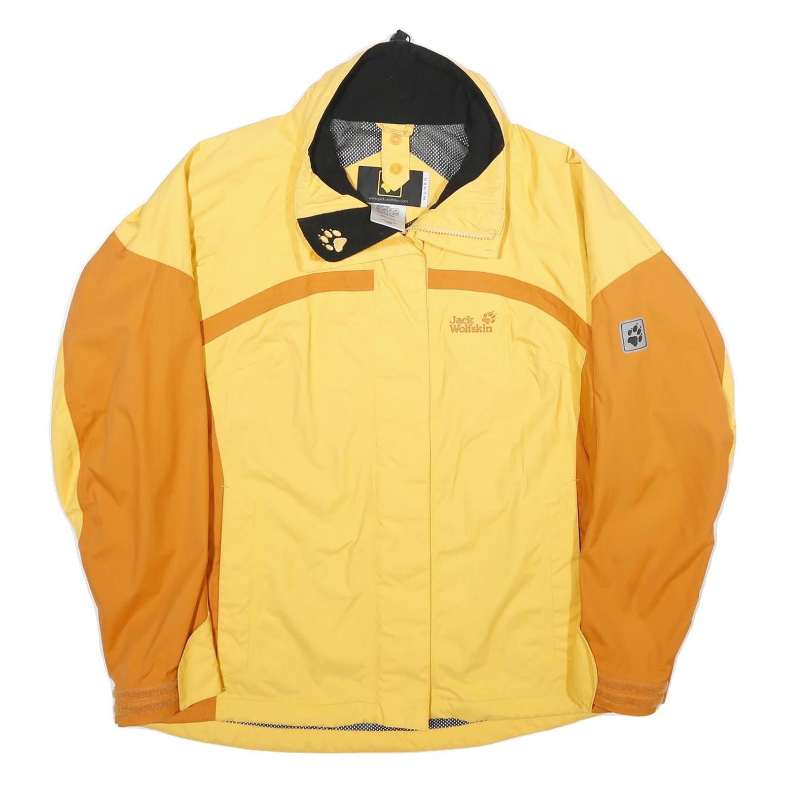JACK WOLFSKIN Womens Yellow & Orange Outdoor Jacket L Polyamide Plain Zip