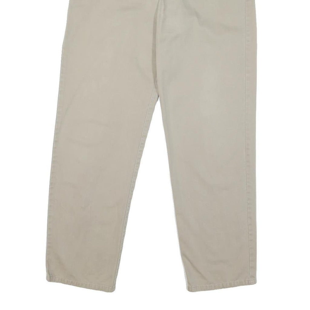 CALVIN KLEIN JEANS Womens Cotton Blend Beige Regular Fit Straight Leg Trousers