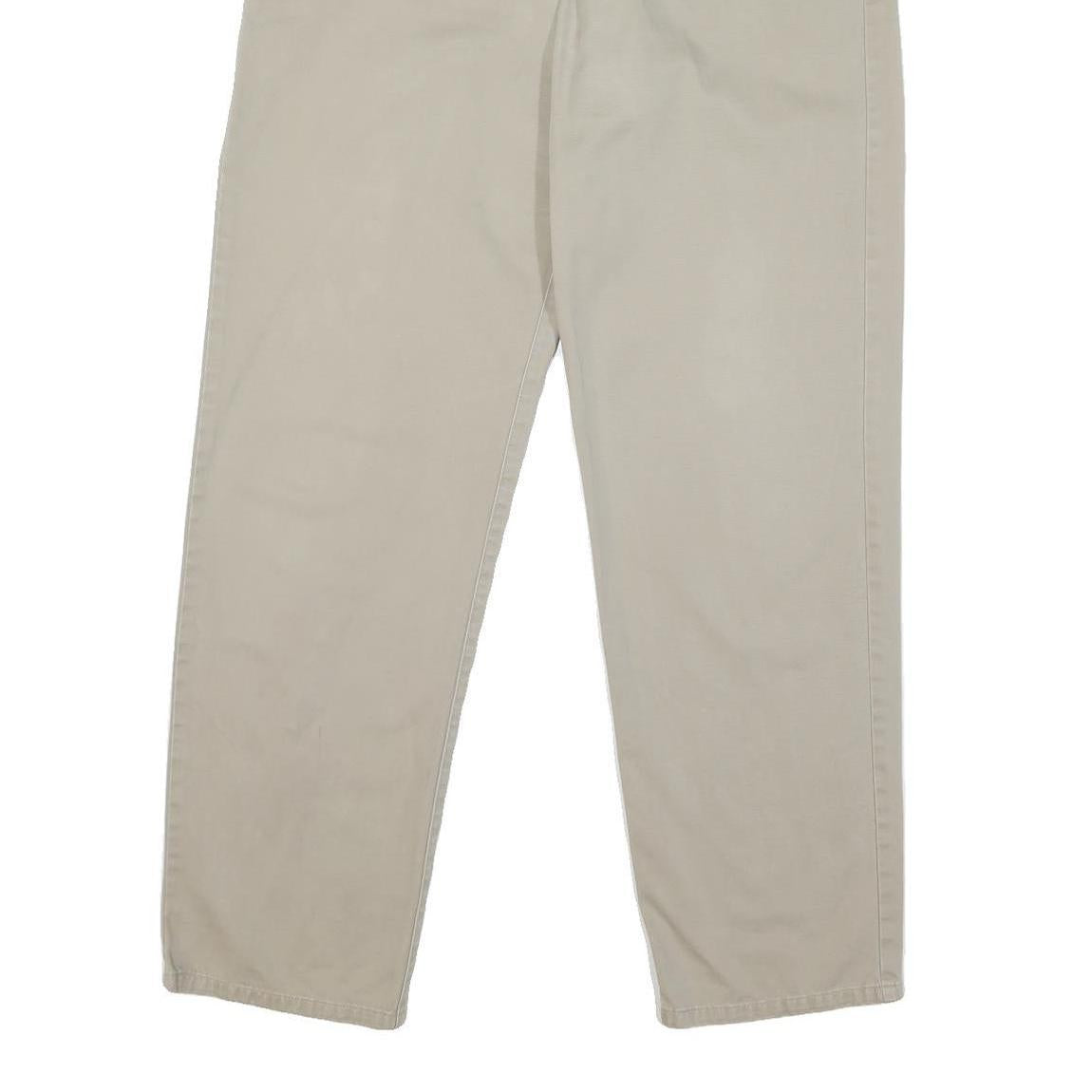 CALVIN KLEIN JEANS Womens Cotton Blend Beige Regular Fit Straight Leg Trousers