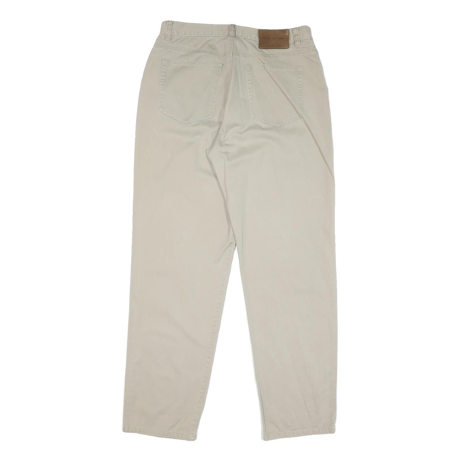 CALVIN KLEIN JEANS Womens Cotton Blend Beige Regular Fit Straight Leg Trousers