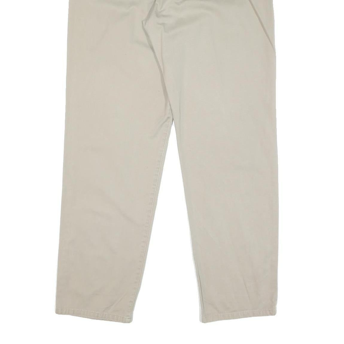 CALVIN KLEIN JEANS Womens Cotton Blend Beige Regular Fit Straight Leg Trousers