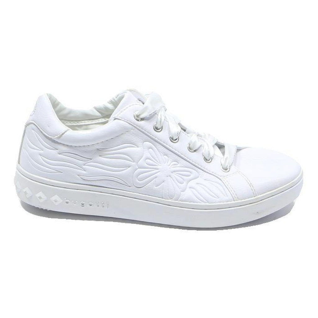 BUGATTI Womens Casual Leather White Lace-Up Trainers UK 7 Comfortable Stylish