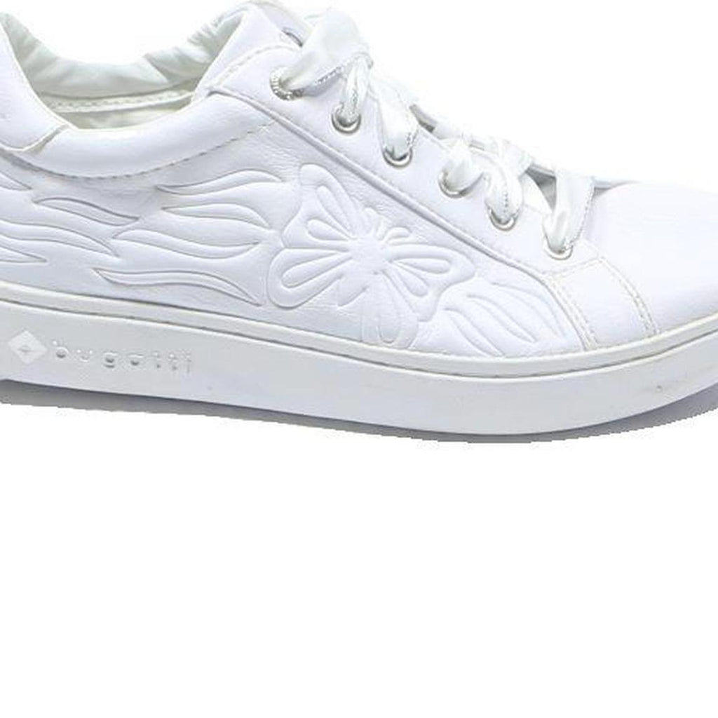 BUGATTI Womens Casual Leather White Lace-Up Trainers UK 7 Comfortable Stylish