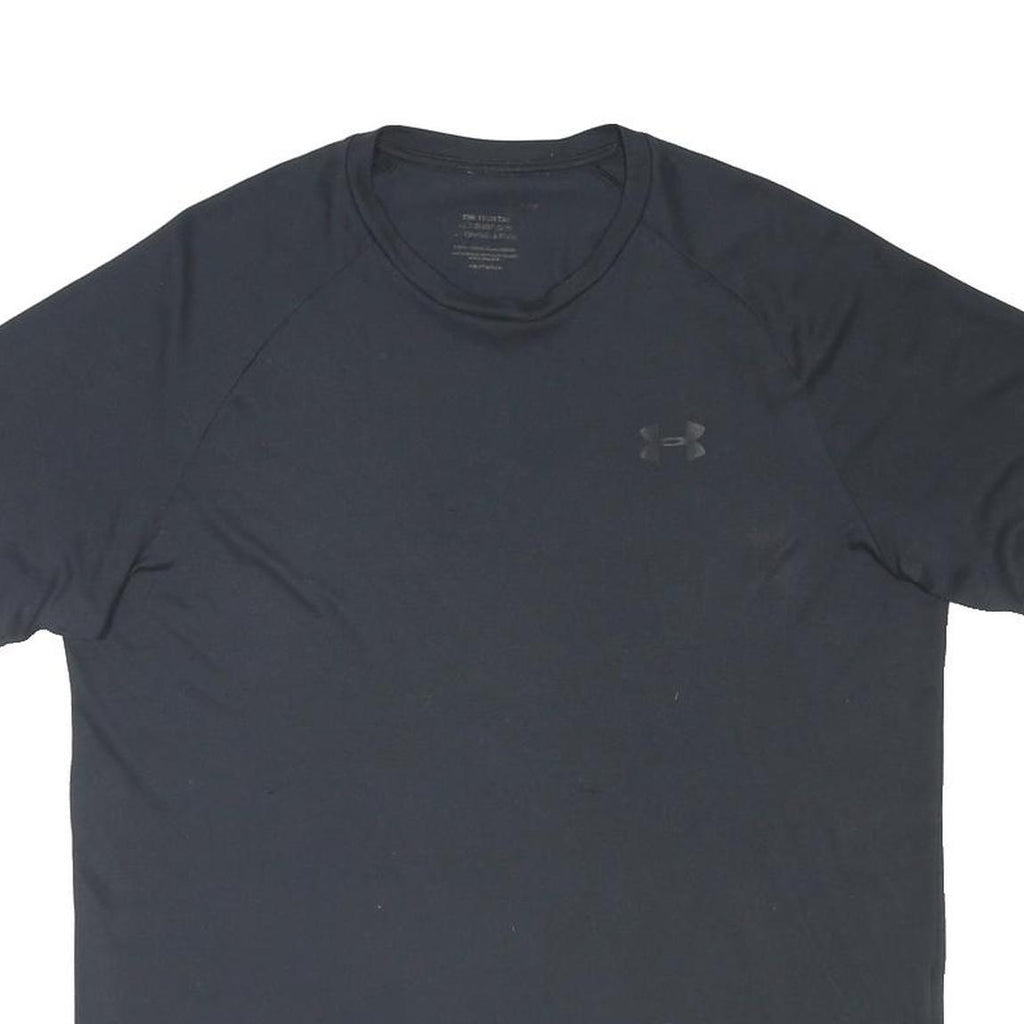 UNDER ARMOUR Mens Black Polyester Blend T-Shirt M Short Sleeve Crew Neck Sports