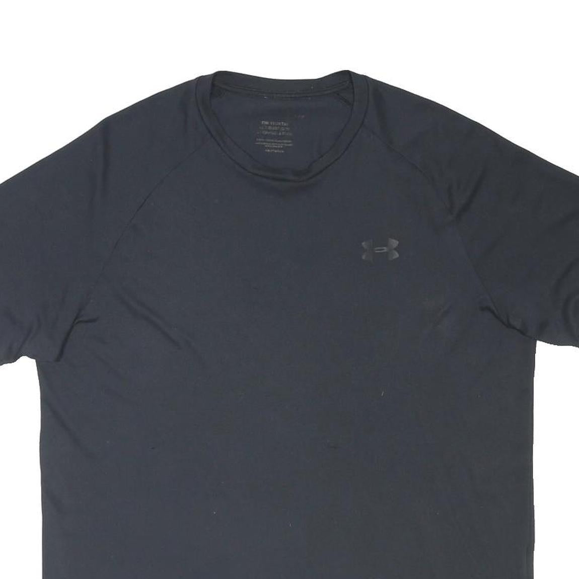 UNDER ARMOUR Mens Black Polyester Blend T-Shirt M Short Sleeve Crew Neck Sports