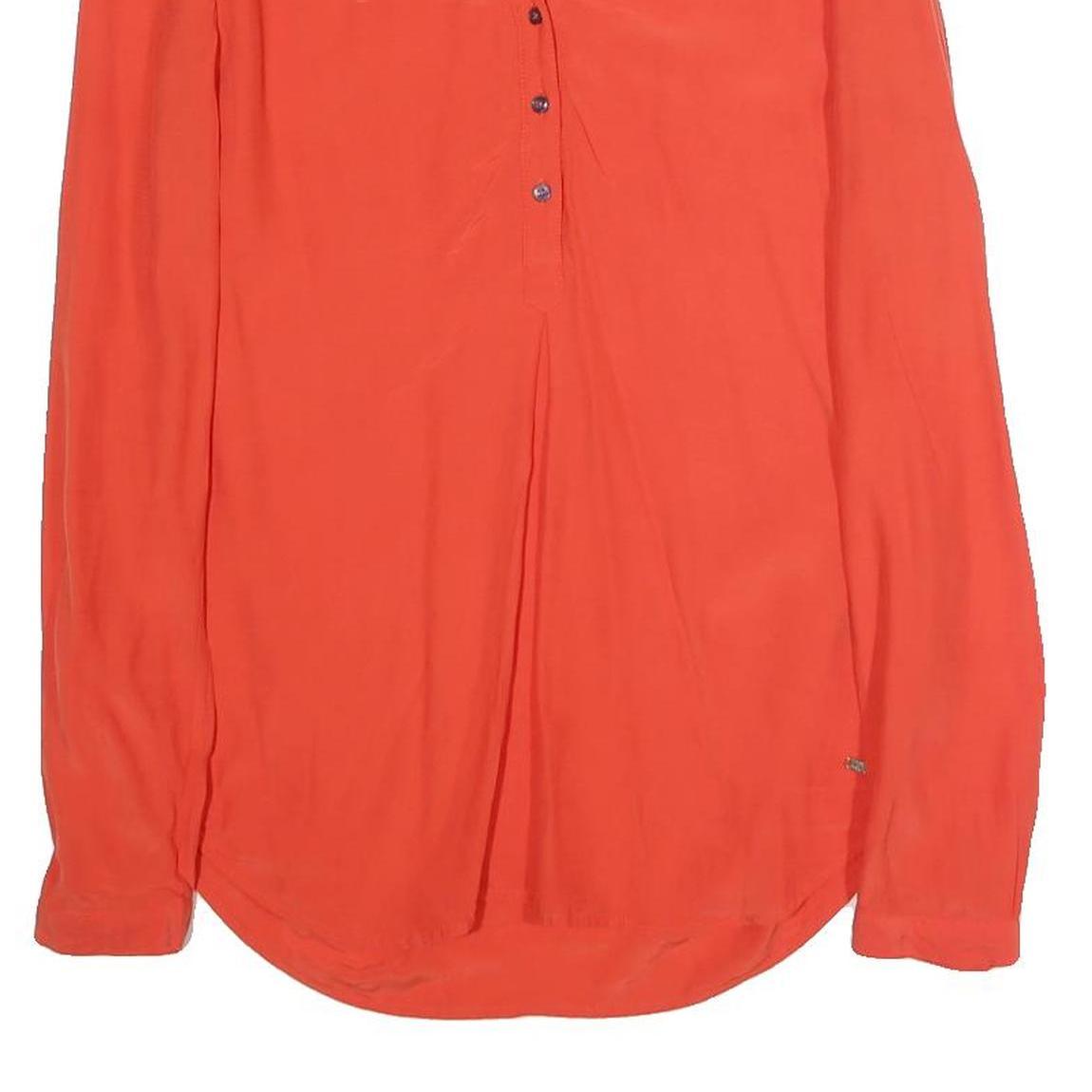 TOMMY HILFIGER Womens Red Top Long Sleeve V-Neck Plain S Elegant Polyester