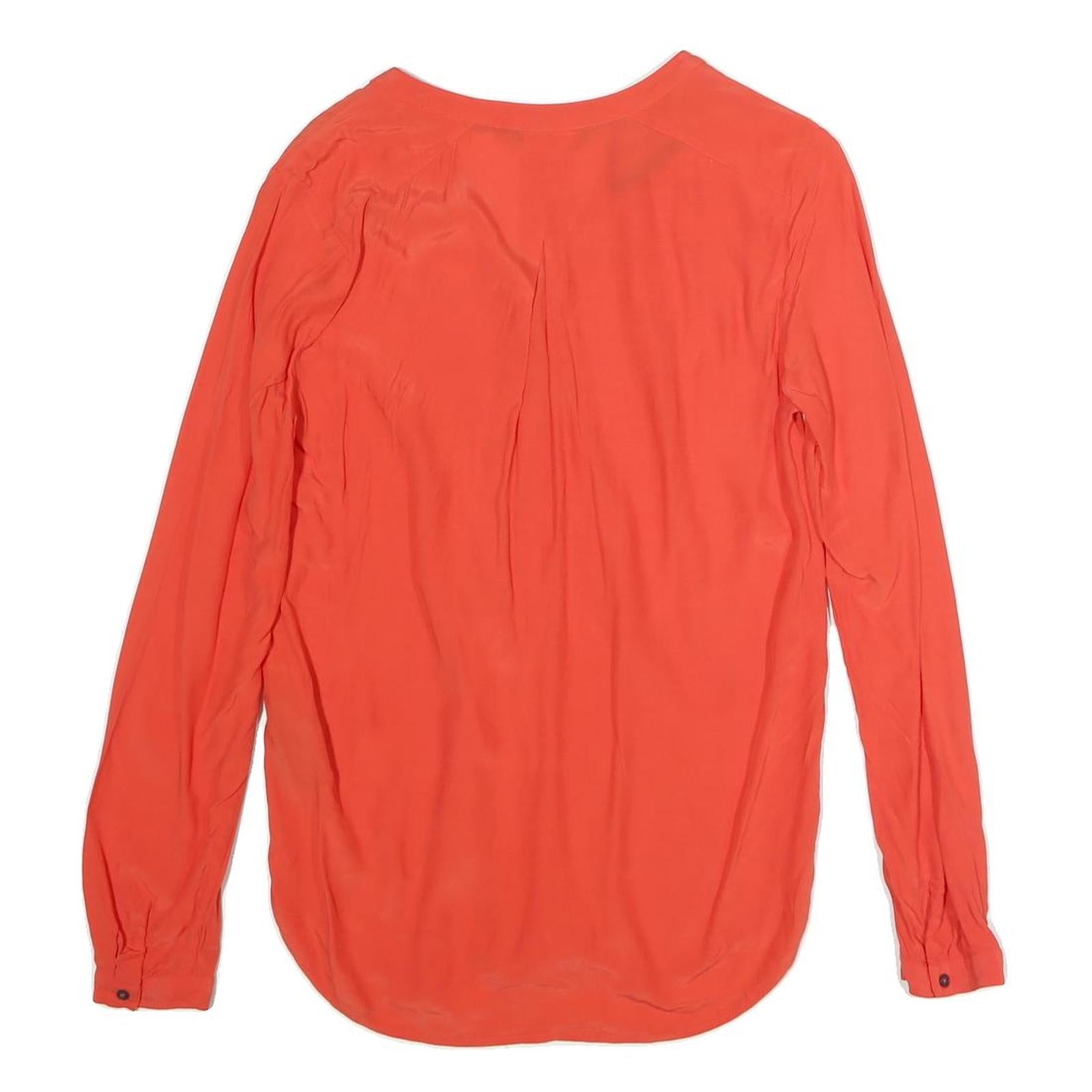 TOMMY HILFIGER Womens Red Top Long Sleeve V-Neck Plain S Elegant Polyester