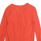TOMMY HILFIGER Womens Red Top Long Sleeve V-Neck Plain S Elegant Polyester
