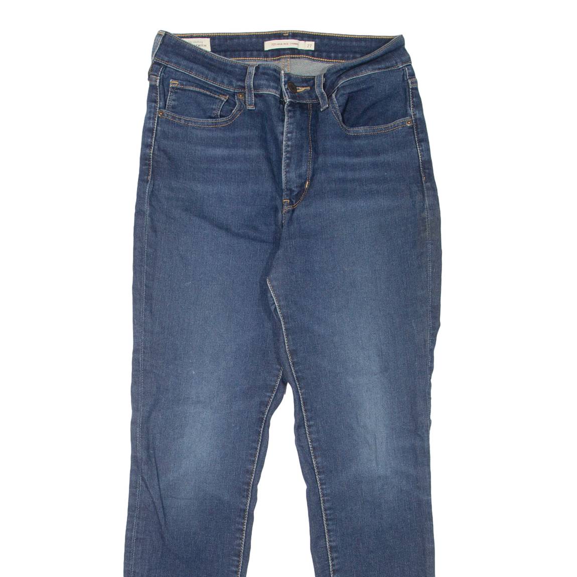 LEVI'S 721 High Rise BIG E Womens Jeans Blue Slim Skinny W27 L27