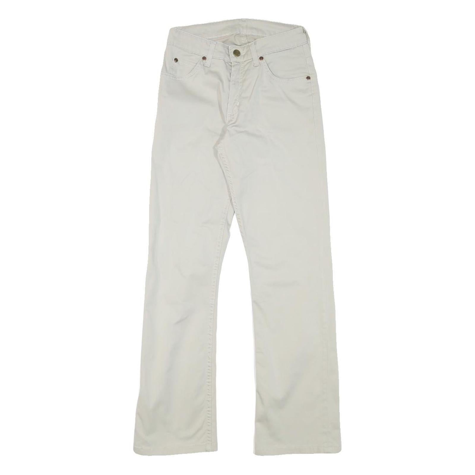 LEE Mens Cotton Blend White Regular Straight Trousers W24 L28 Classic Fit Zip