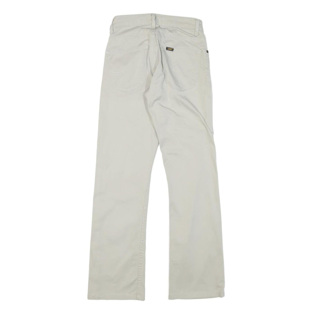 LEE Mens Cotton Blend White Regular Straight Trousers W24 L28 Classic Fit Zip