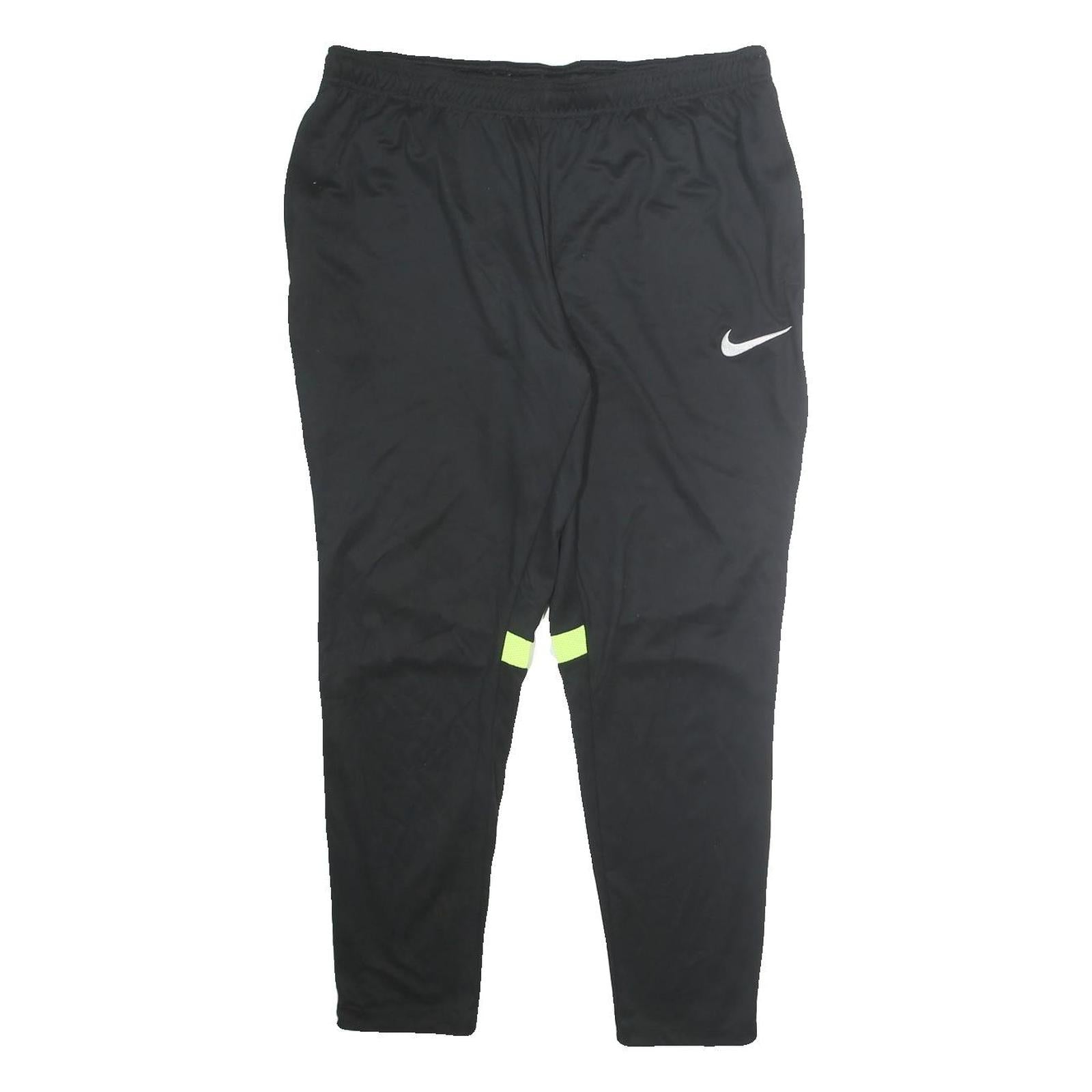 NIKE Mens Joggers Black & Neon Yellow XL W32 L36 Slim Tapered Fitness Track