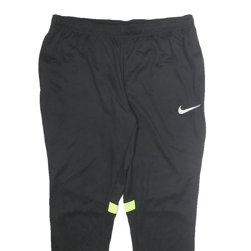 NIKE Mens Joggers Black & Neon Yellow XL W32 L36 Slim Tapered Fitness Track