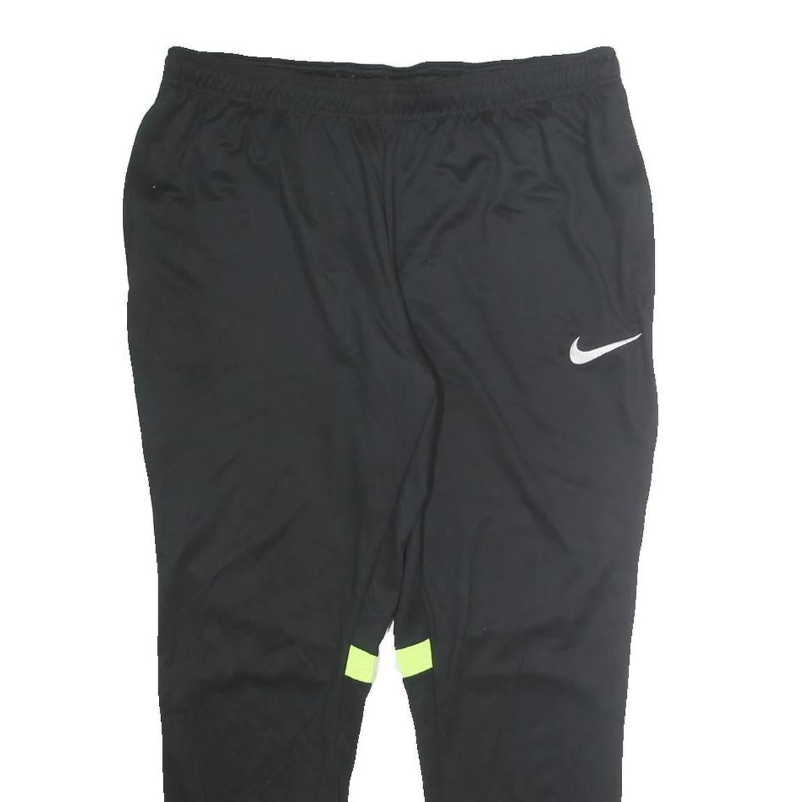 NIKE Mens Joggers Black & Neon Yellow XL W32 L36 Slim Tapered Fitness Track