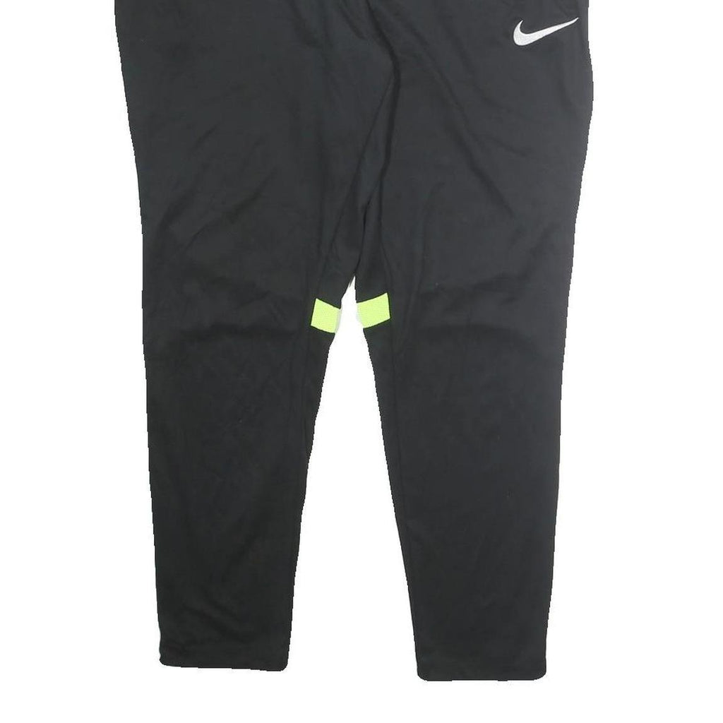 NIKE Mens Joggers Black & Neon Yellow XL W32 L36 Slim Tapered Fitness Track