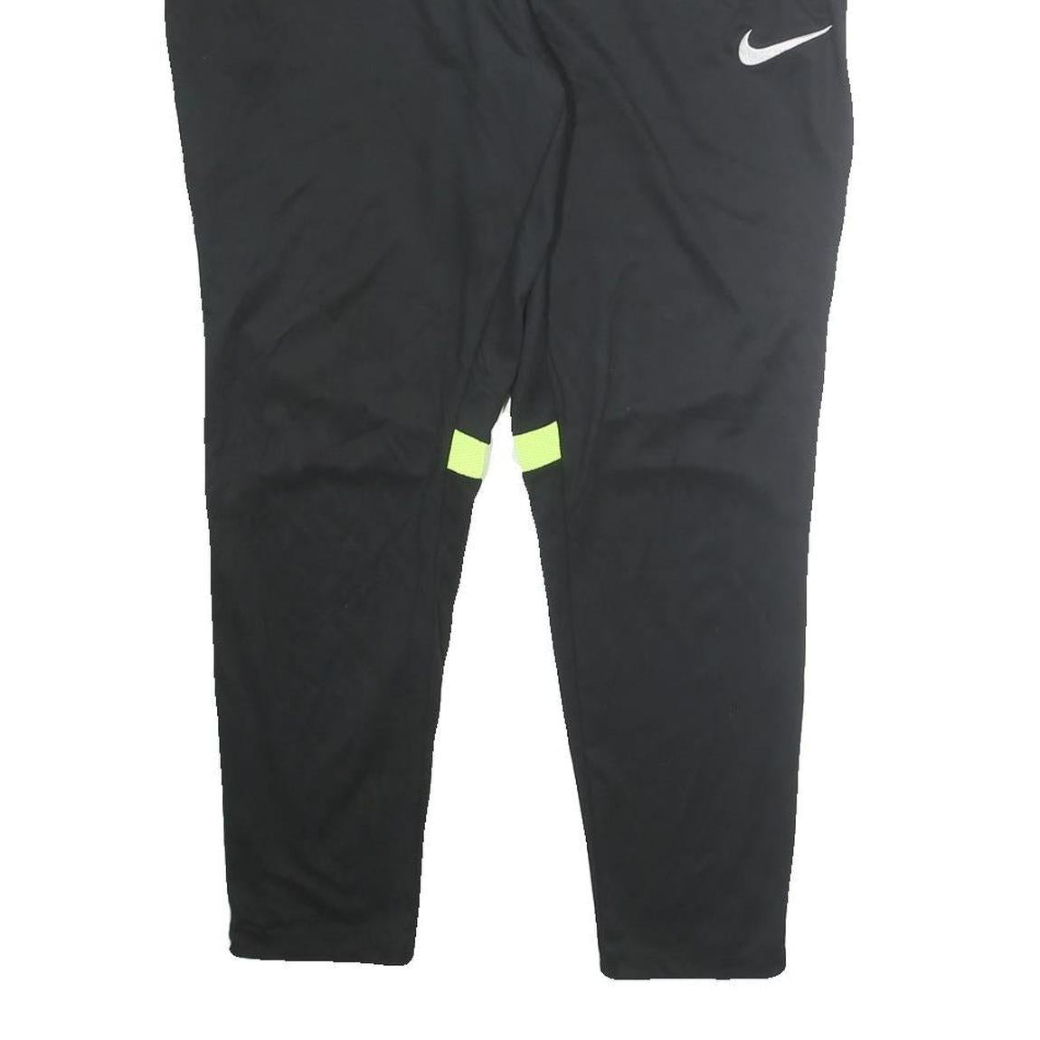 NIKE Mens Joggers Black & Neon Yellow XL W32 L36 Slim Tapered Fitness Track