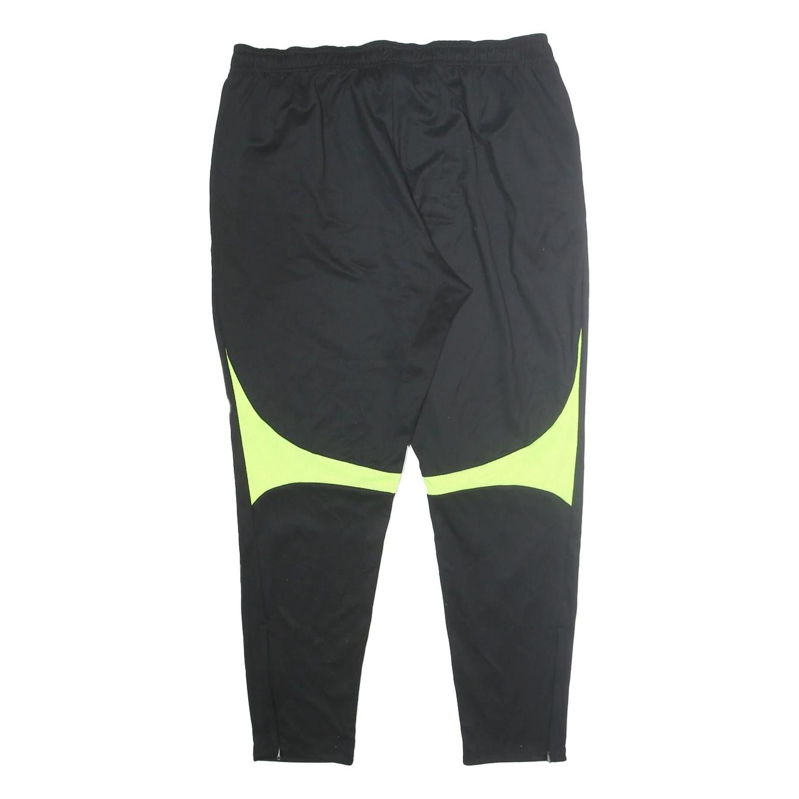 NIKE Mens Joggers Black & Neon Yellow XL W32 L36 Slim Tapered Fitness Track